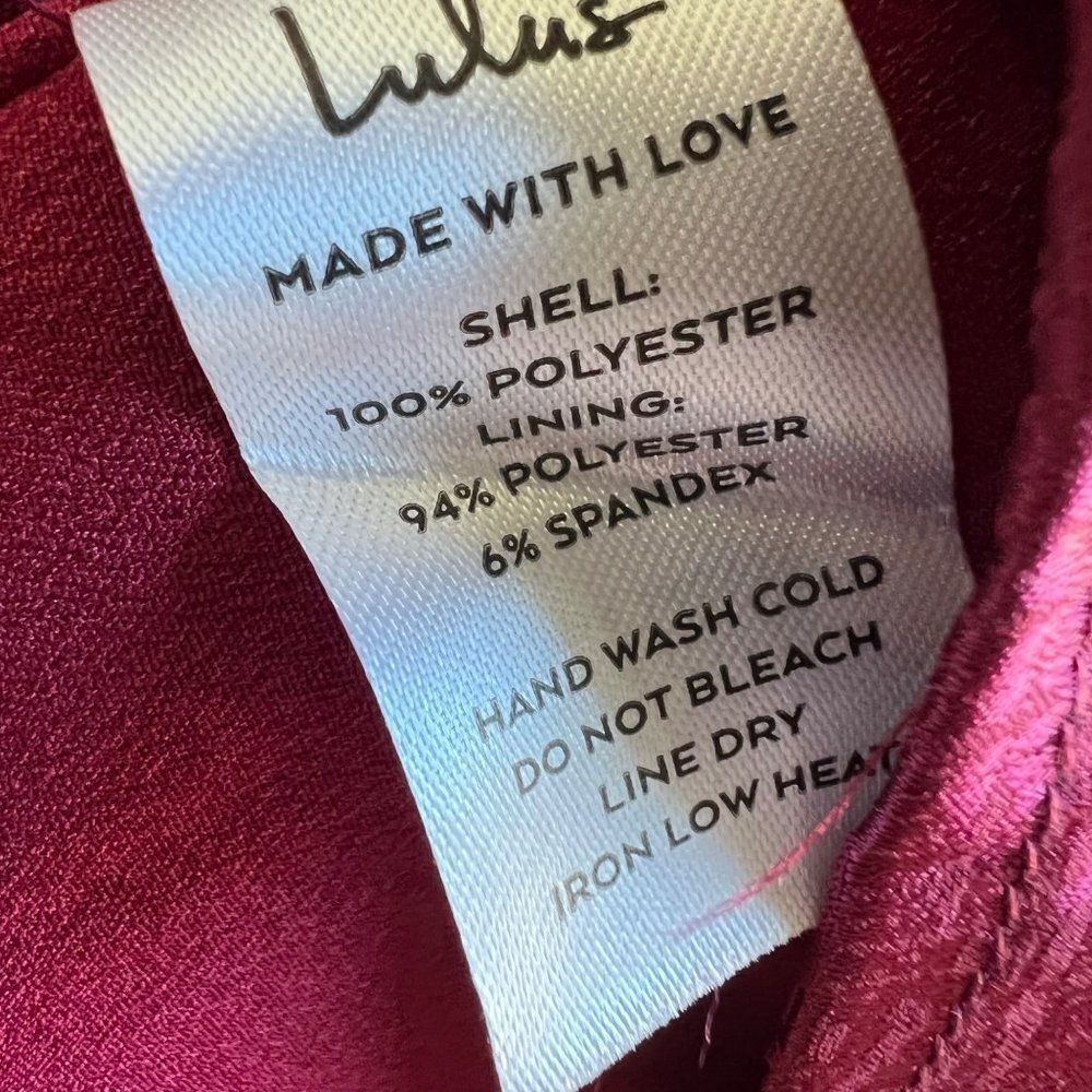 Lulus Burgundy Lisette Satin One-Shoulder Mini Dress Size XL NWT - Picture 7 of 8